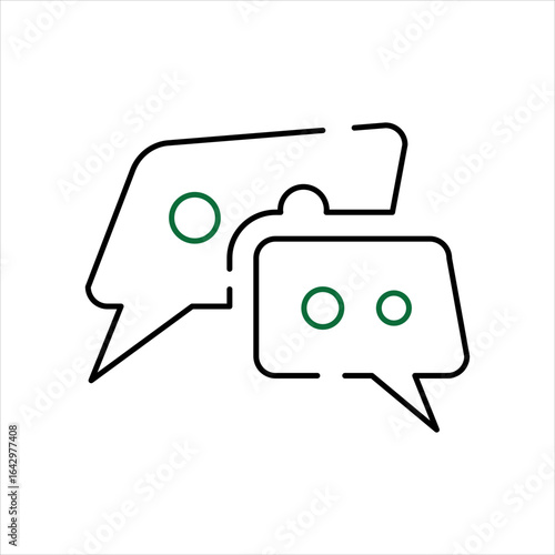 Green Circle and Black Outline Communication Chat Bubbles Icon 