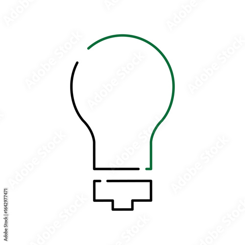 Green and Black Outline Lightbulb Icon