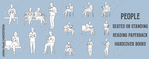 Minimal Architectural Line Drawings of People Buttoning Jackets, Tying Scarves, and Pulling On Gloves in Winter Clothing Vector Illustration