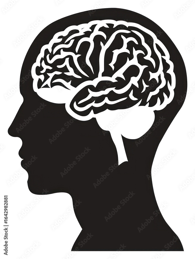 Obraz premium PNG Brain silhouette clip art white background intelligence headshot.