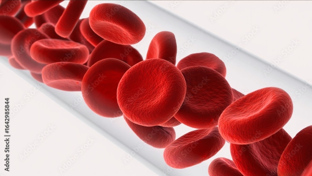 Fototapeta premium Red Blood Cells Flowing Through Vein – 3D Medical Illustration