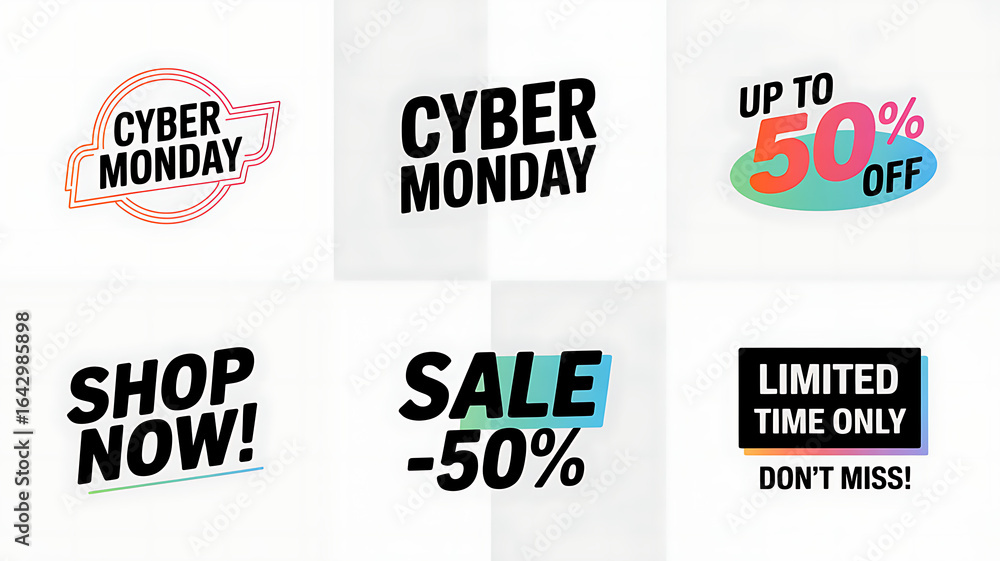 Obraz premium Modern Cyber Monday Sale Banners and Promotional Labels Collection