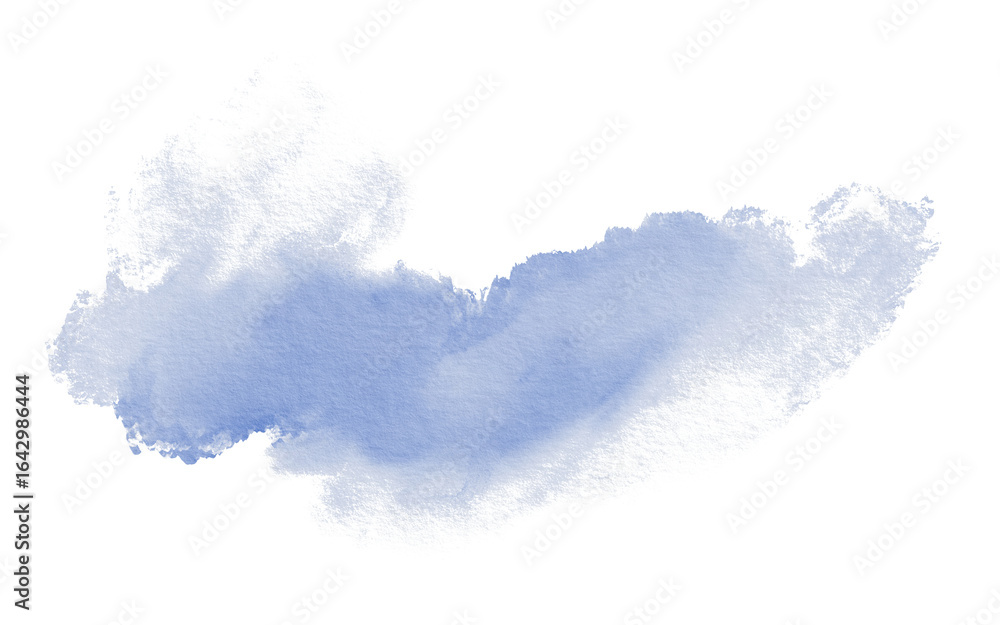 Fototapeta premium Soft celestial blue watercolor stain with organic edges and natural pigment flow. Dreamy translucent texture of sky for ethereal backgrounds,artistic projects,nature-inspired designs.Isolated on white