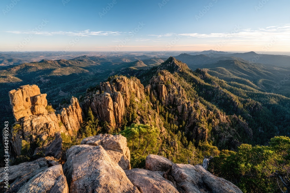 Fototapeta premium Mountain ridge panorama at sunset