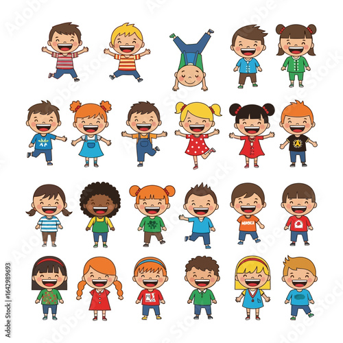 Joyful Children's Play: An illustration capturing the boundless energy and glee of children at play, featuring a variety of characters engaged in active and gleeful movements.