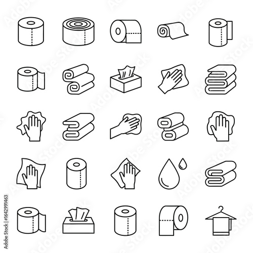 Tissues, Towels and Rolls: A collection of essential cleaning and personal hygiene items, meticulously illustrated.