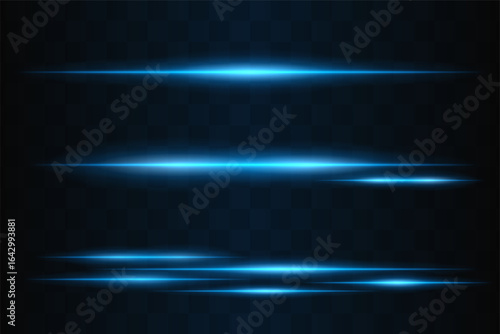 Glow. Horizontal glowing flares arranged in vertical sequence with blurred edges. Smooth transitions create motion effect and depth across transparent grid background.