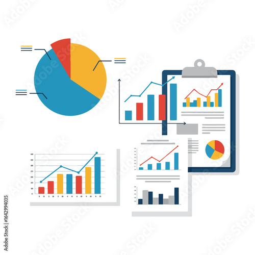 Business Analytics Report Vector — Pie Chart, Bar Graphs, KPI Dashboard