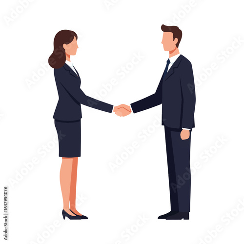 Business Partnership Handshake Vector Illustration — Agreement, Deal, Collaboration