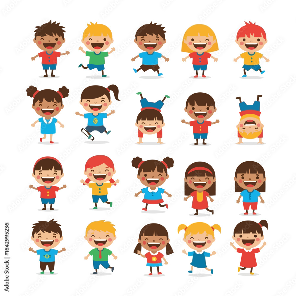 Joyful Children: A vibrant illustration of a group of happy, diverse children, brimming with energy and showcasing pure, unadulterated joy. Joyful Children: A vibrant illustration of a group of happy, diverse children, brimming with energy and showcasing pure, unadulterated joy.