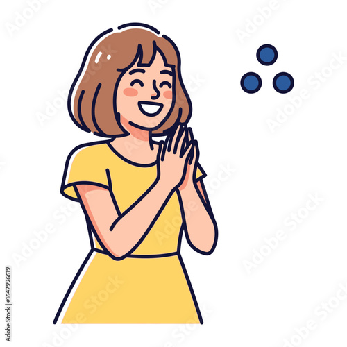 Joyful Anticipation: Capturing a lighthearted cartoon girl in a moment of anticipation and excitement, she appears to be looking forward to something exciting.