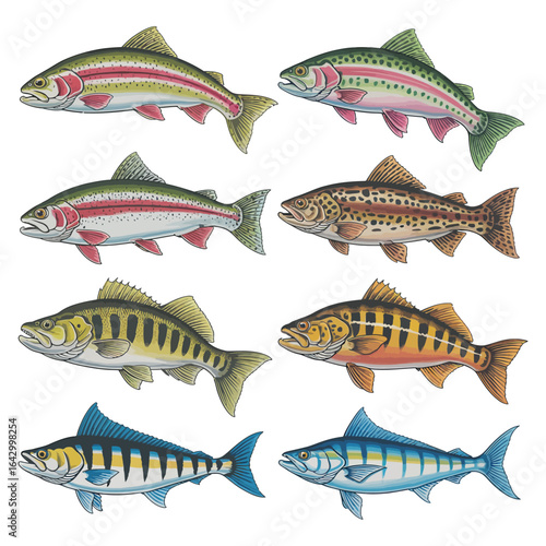 Assorted Fish Species Collection trout salmon