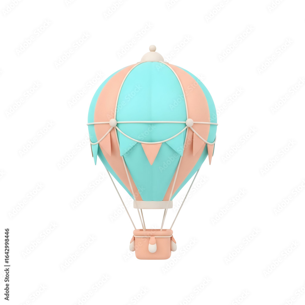 Obraz premium Cute pastel hot air balloon isolated on transparent background