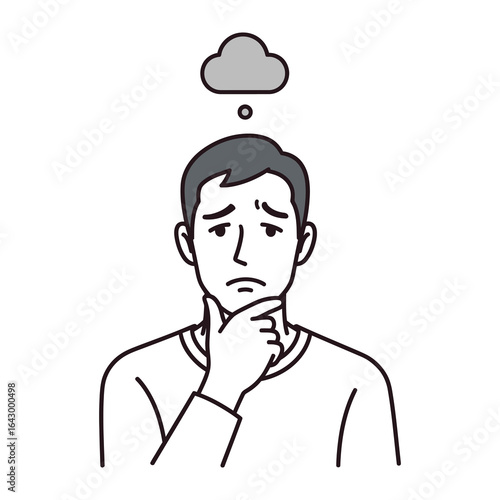 Contemplative Mind: A pensive individual, marked by a visible thought bubble, symbolizes introspection and reflection.