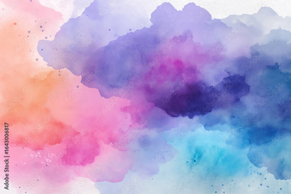 Naklejka premium Abstract watercolor splash with soft gradients in soothing pastel tones, symbolizing emotional release, mental healing, and inner peace, minimalist mental health art for therapy, meditation, clam