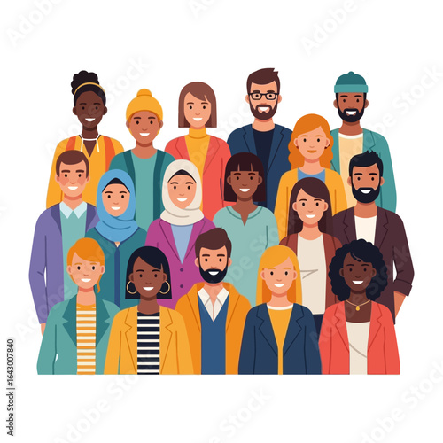 Group of people with diversity: A visually appealing illustration that celebrates diversity, featuring a group of individuals from different backgrounds and ethnicities.