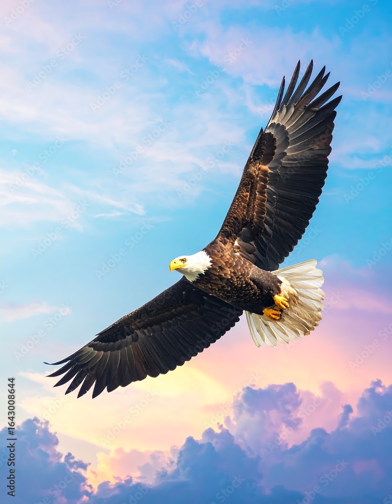 Obraz premium Eagle soaring sunset sky