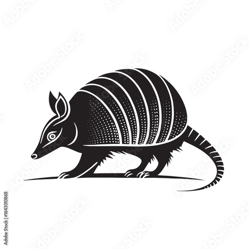 black armadillo Silhouette Vector, High Quality Illustration on White Background