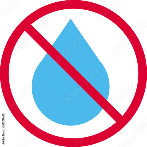 No leakage sign icon . Cation against water leakage. symbol in a black filled and outlined style. Water leak prevention and prohibition sign.not waterproof sign. not waterproof icon, prohibition