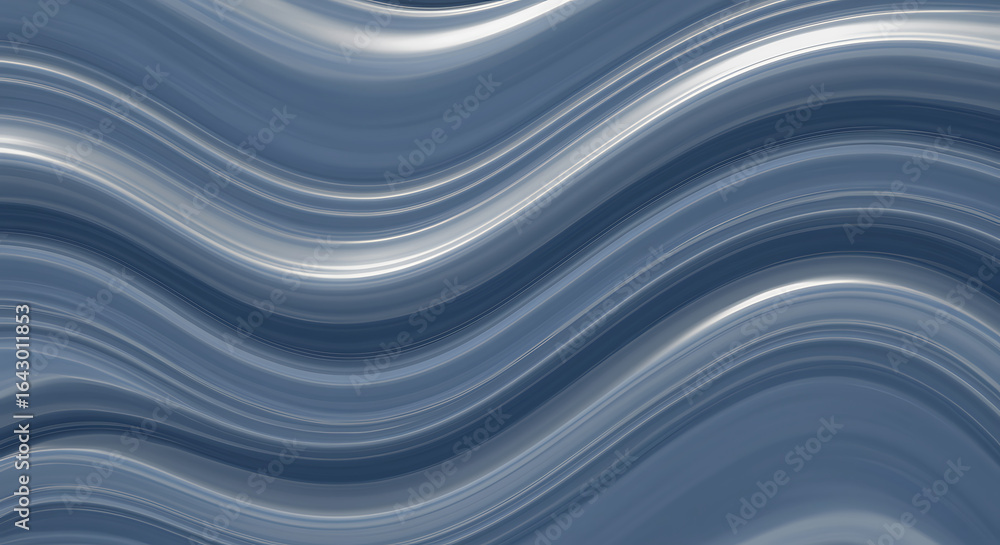 Fototapeta premium Elegant blue wave pattern with silver highlights for a modern abstract background design or creative project