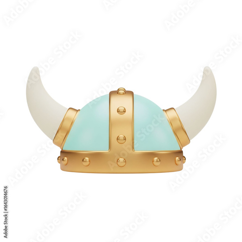 Cartoon viking helmet with horns isolated on transparent background