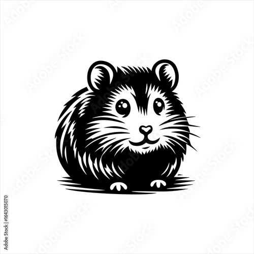 Cute black and white hamster illustration