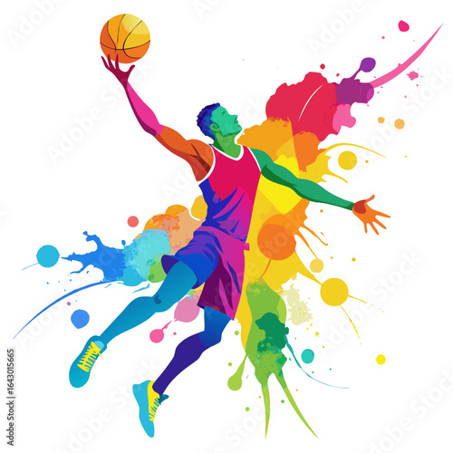 Colorful Abstract Basketball Player Vector