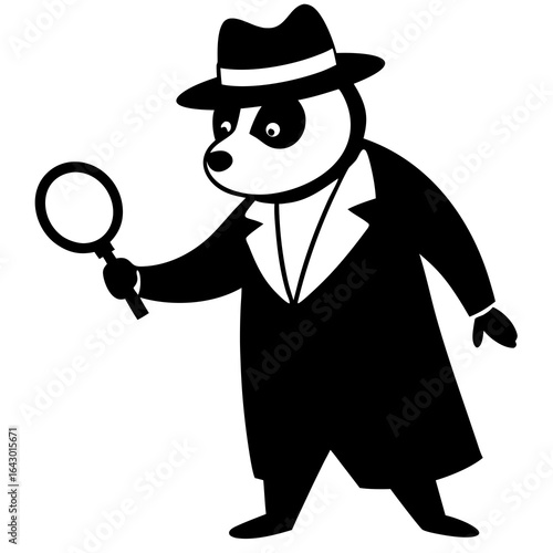 Detective Panda Cartoon Vector Illustration