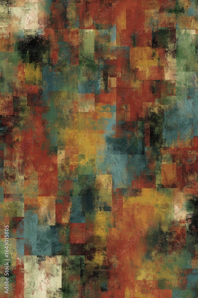 Obraz premium Abstract, colorful, textured art with squared shapes