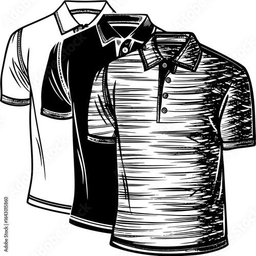  Polo Shirt Vector Set Black and White