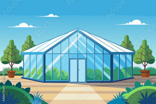 Greenhouse Building Vector Illustration
