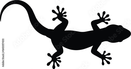  Sleek Gecko Lizard Silhouette Isolated: A Flat Vector Illustration for Nature, Wildlife, and Pet Assets - Cad Drawing.