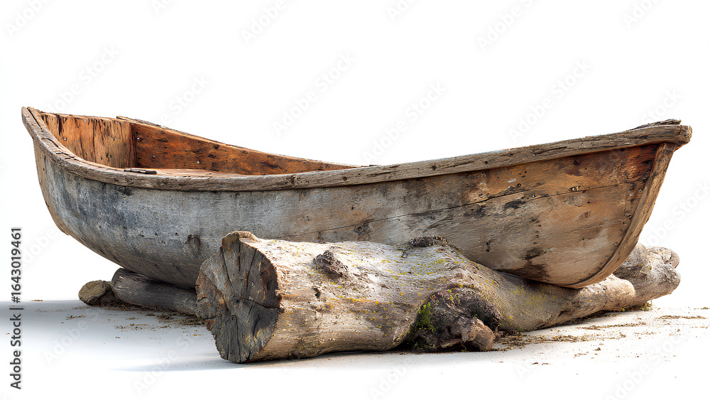 Fototapeta premium Old Wooden Boat with Driftwood