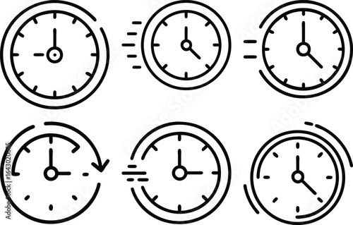 Time Management Icons Set Productivity Clock Graphic Design
