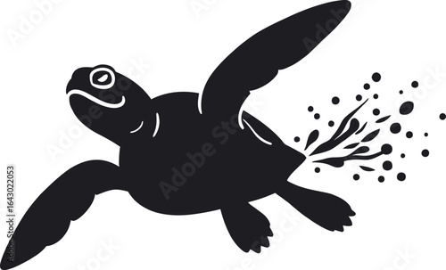 Sea turtle swimming splash silhouette
