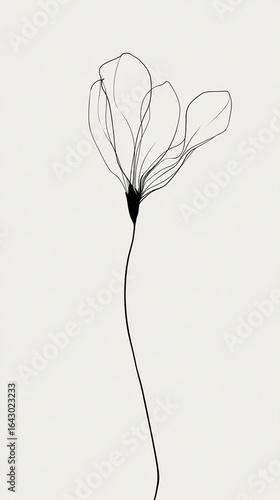 Stylized depiction of a flower with delicate outlines on a light background, showcasing natural elegance and simplicity