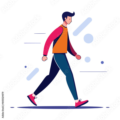 Sporty Person Brisk Walking Side Profile Vector Art