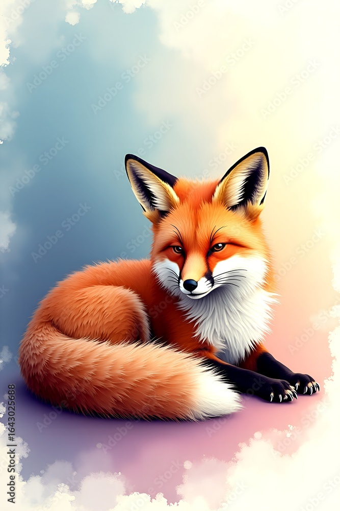 Obraz premium Adorable red fox resting peacefully with closed eyes
