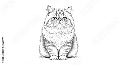 Captivating persian cat sketch portrait radiating charm and elegance