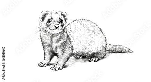 Detailed ferret illustration in monochrome, perfect for educational materials