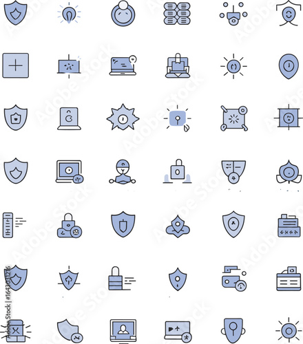 Technology and Cybersecurity Icons Set 