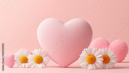 pink heart and daisies create charming floral arrangement
