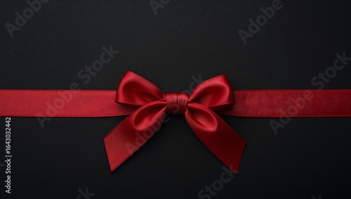 Elegant Red Ribbon Bow on Dark Background, Perfect for Festive Occasions.