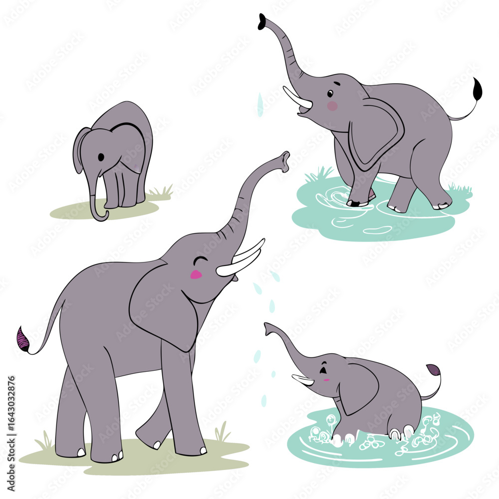 Naklejka premium stickers, icons, elephant icons in vector
