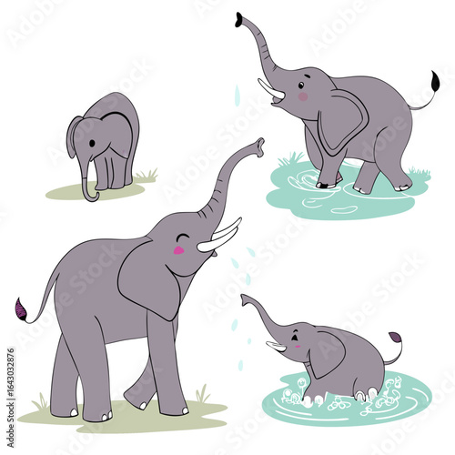 stickers, icons, elephant icons in vector
