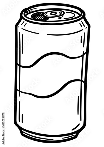 Canned beverage illustration with simple line art design  