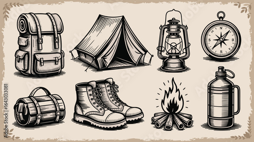 Retro Adventure and Wilderness Icons 