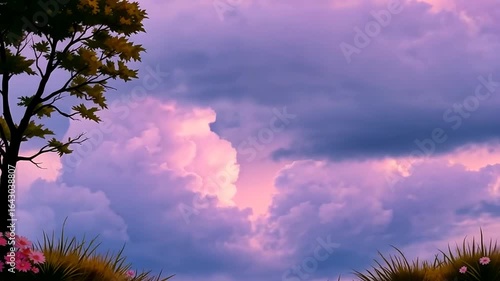 pink sky with clouds