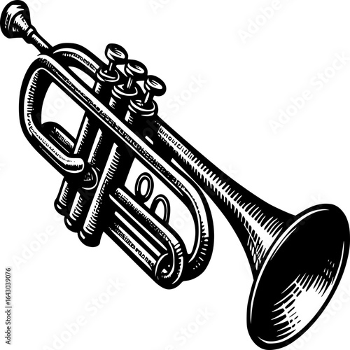 black and white trumpet musical instrument clip art preview