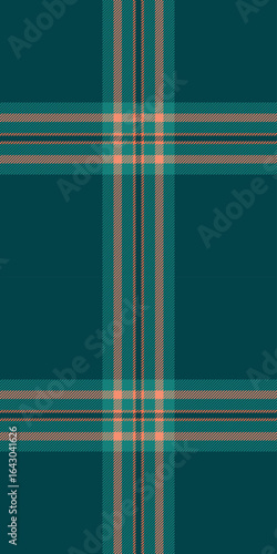 Hotel vector seamless texture, curve fabric check plaid. Cultural background pattern tartan textile in dark and teal colors.